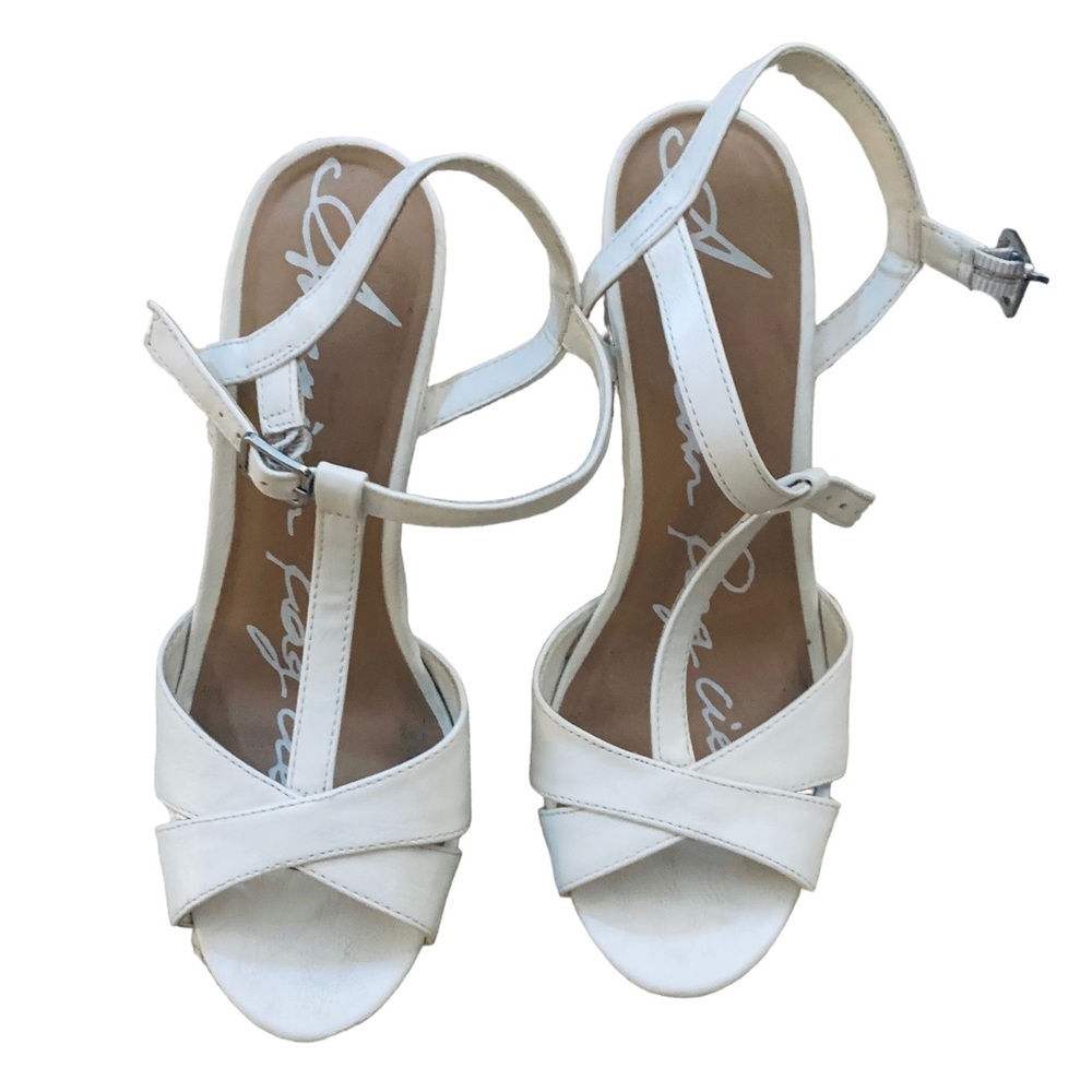 White American Rag Cie 8 strappy summer granny peep toe cork chic minimalist